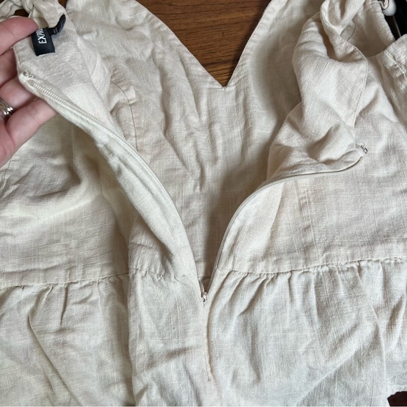 Express Linen Blend Boho Peplum Women’s Sleeveless Shirt Top Fairy Coastal Sz L - Picture 7 of 9